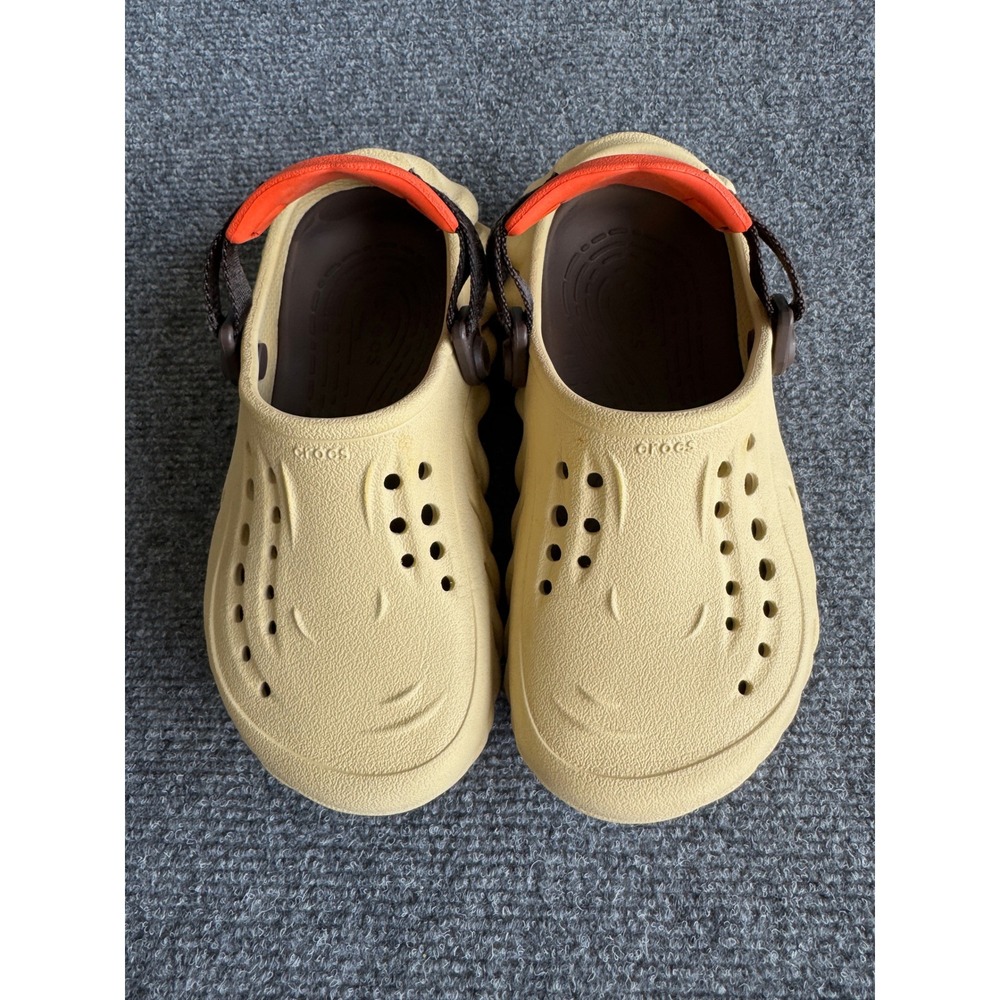 Crocs Echo Clog Kids Desert Grass Tan Orange Strap Shoes C13 Rare